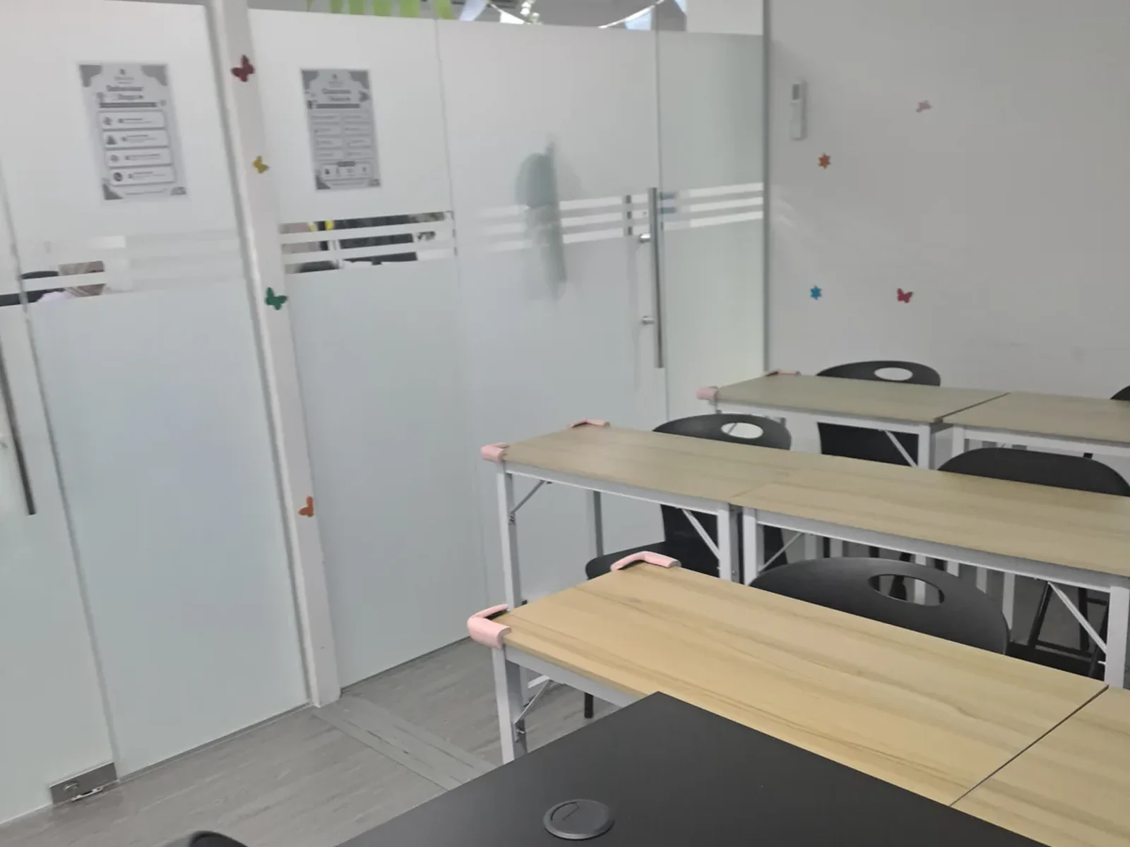 The glass classroom, looking through to the next room